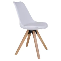 Chaise blanche scandinave pieds bois (lot de 2) LOTA