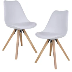 Chaise blanche scandinave pieds bois (lot de 2) LOTA