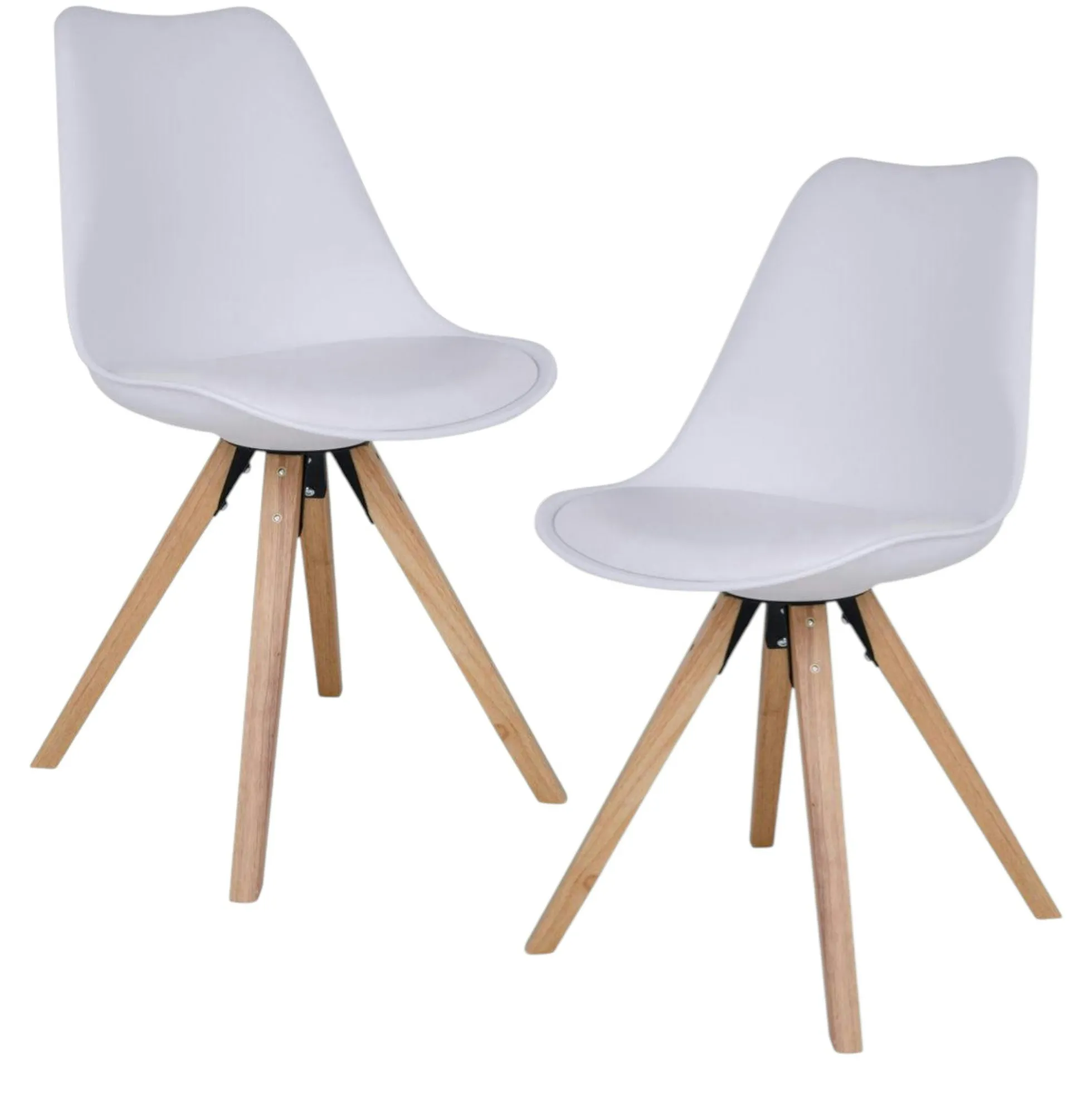 Chaise blanche scandinave pieds bois (lot de 2) LOTA