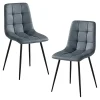 Chaise bleu arctique motif damier (lot de 2) LORA
