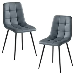 Chaise bleu arctique motif damier (lot de 2) LORA