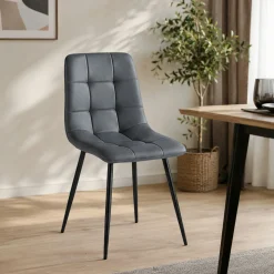 Chaise bleu arctique motif damier (lot de 2) LORA