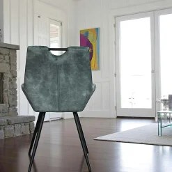 Chaise bleu pétrole avec poignée (lot de 2) MALMOE