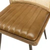 Chaise bois et cannage assise cuir havane (lot de 2) TIM