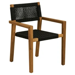 Chaise bois et cordage noir intérieur / extérieur (lot de 2) HOOGE