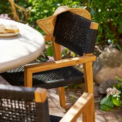 Chaise bois et cordage noir intérieur / extérieur (lot de 2) HOOGE
