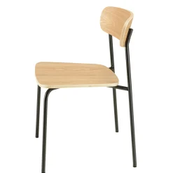 Chaise bois et métal noir style écolier (lot de 2) TIM