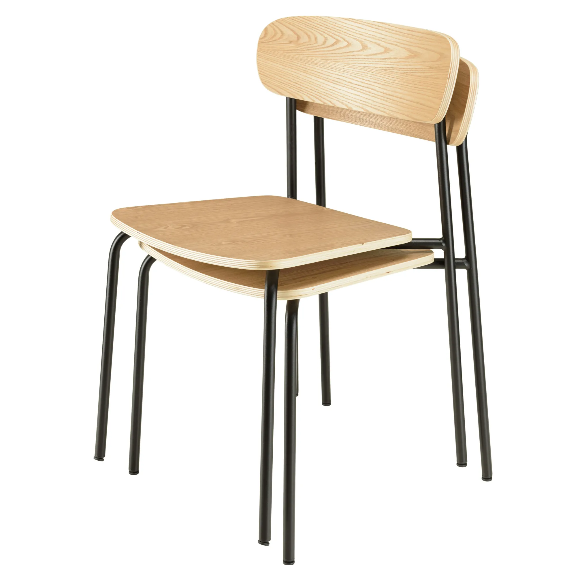 Chaise bois et métal noir style écolier (lot de 2) TIM