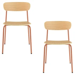 Chaise bois et métal terracota style écolier (lot de 2) TIM
