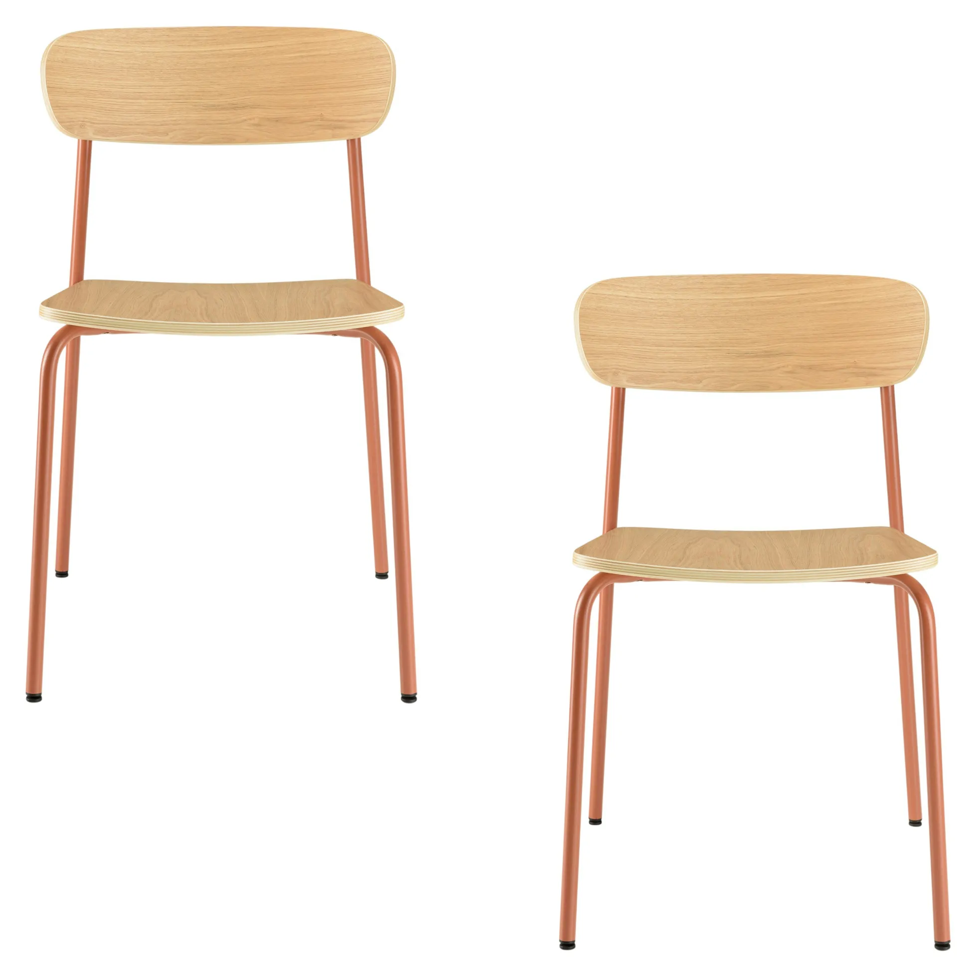 Chaise bois et métal terracota style écolier (lot de 2) TIM