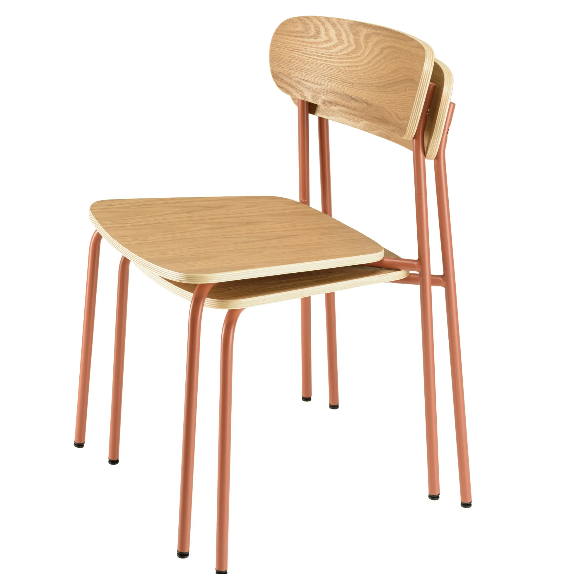 Chaise bois et métal terracota style écolier (lot de 2) TIM