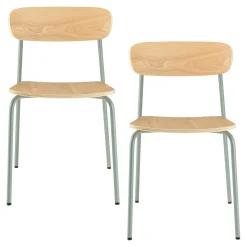 Chaise bois et métal vert pale style écolier (lot de 2) TIM