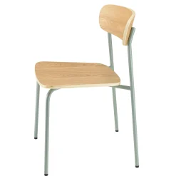 Chaise bois et métal vert pale style écolier (lot de 2) TIM