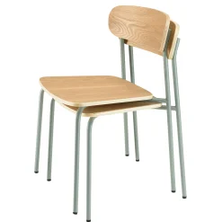 Chaise bois et métal vert pale style écolier (lot de 2) TIM