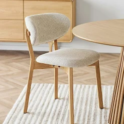 Chaise bois et tissu beige (lot de 2) AMSTERDAM