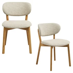 Chaise bois et tissu beige (lot de 2) AMSTERDAM
