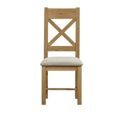 Chaise bois et tissu dossier en croix (lot de 2) VALMONT