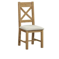 Chaise bois et tissu dossier en croix (lot de 2) VALMONT