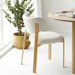 Chaise bois et tissu sable (lot de 2) AMSTERDAM