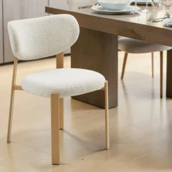 Chaise bois et tissu sable (lot de 2) AMSTERDAM