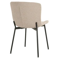 Chaise bouclette beige pieds noirs montants (lot de 2) SAVONE