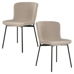 Chaise bouclette beige pieds noirs montants (lot de 2) SAVONE