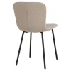 Chaise bouclette beige pieds métal noir (lot de 2) LOTA