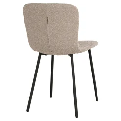 Chaise bouclette beige pieds métal noir (lot de 2) LOTA
