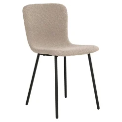 Chaise bouclette beige pieds métal noir (lot de 2) LOTA