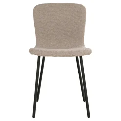 Chaise bouclette beige pieds métal noir (lot de 2) LOTA