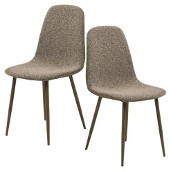 Chaise bouclette taupe avec pieds métal (lot de 2) BERLIN