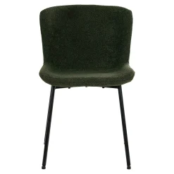 Chaise bouclette verte pieds noirs montants (lot de 2) SAVONE