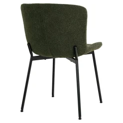 Chaise bouclette verte pieds noirs montants (lot de 2) SAVONE