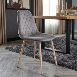 Chaise capitonnée velours gris taupe HAWAI (lot de 2)