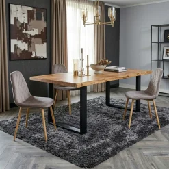 Chaise capitonnée velours gris taupe HAWAI (lot de 2)