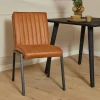 Chaise cognac rembourrée à bandes (lot de 2) CORTINA