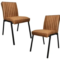 Chaise cognac rembourrée à bandes (lot de 2) CORTINA