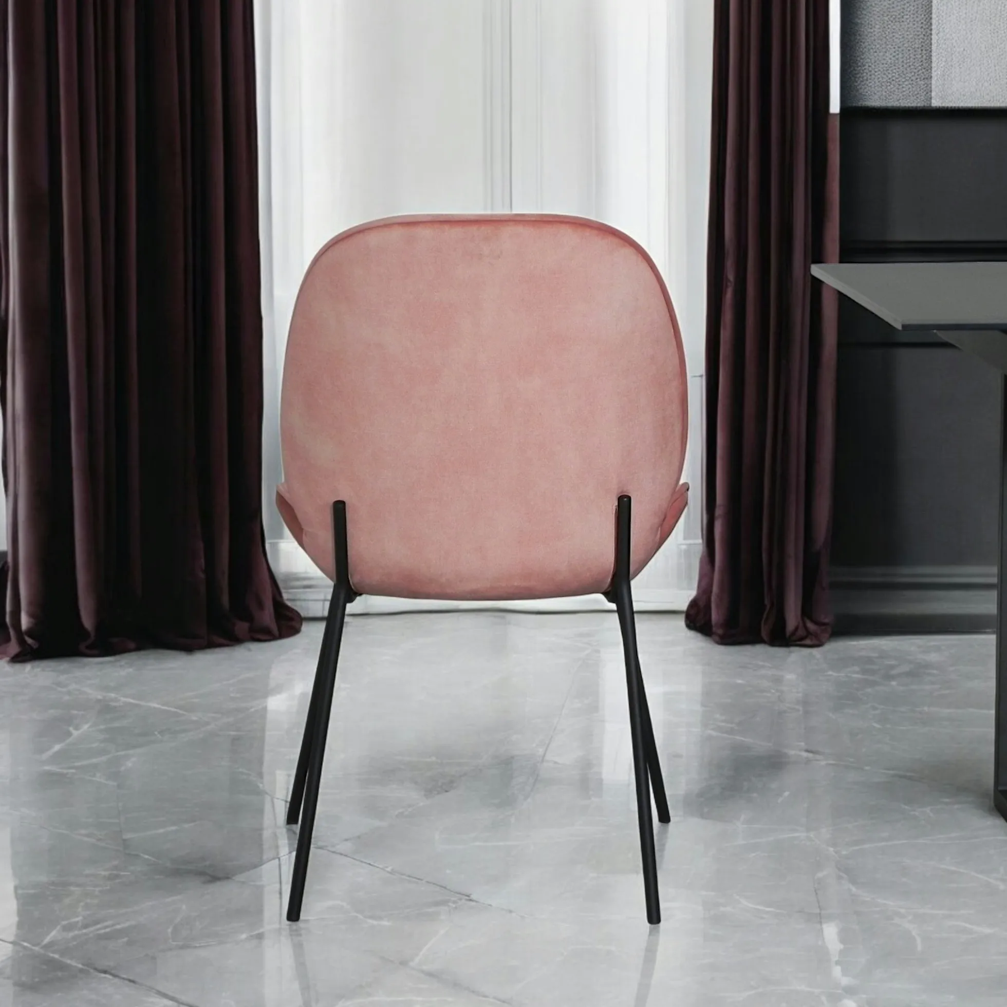 Chaise contemporaine en velours rose pâle FLORENCE (lot 2)
