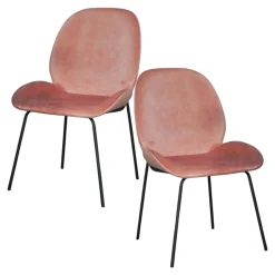 Chaise contemporaine en velours rose pâle FLORENCE (lot 2)