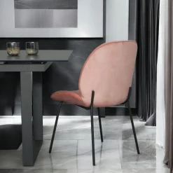 Chaise contemporaine en velours rose pâle FLORENCE (lot 2)