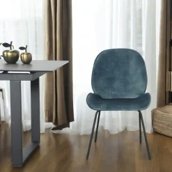 Chaise contemporaine en velours bleu glacier FLORENCE (lot 2)