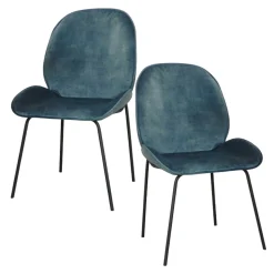 Chaise contemporaine en velours bleu glacier FLORENCE (lot 2)