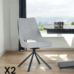 Chaise contemporaine pivotante grise (lot de 2) LIGURIE