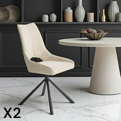 Chaise contemporaine pivotante beige (lot de 2) LIGURIE