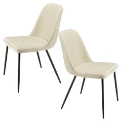Chaise contemporaine tissu écru dossier droit (lot de 2) TIM