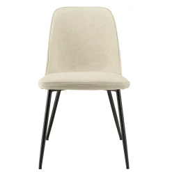 Chaise contemporaine tissu écru dossier droit (lot de 2) TIM