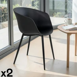 Chaise coque noire en polypropylène (lot de 2)