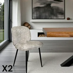 Chaise cosy en tissu beige (lot de 2) IENA