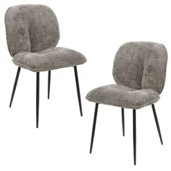 Chaise cosy en tissu gris (lot de 2) IENA