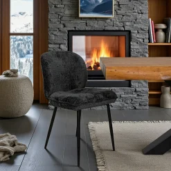 Chaise cosy en tissu noir (lot de 2) IENA